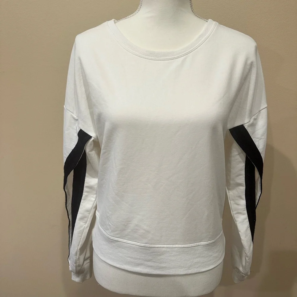 Sundays Open Sleeve Contrast Stripe Sweatshirt White Size 0 XS